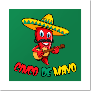 Fun Cinco De Mayo Red Pepper Sombrero Posters and Art